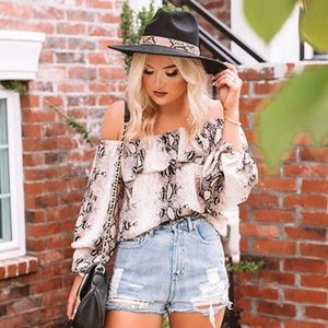 Women’s off the shoulder snake print top